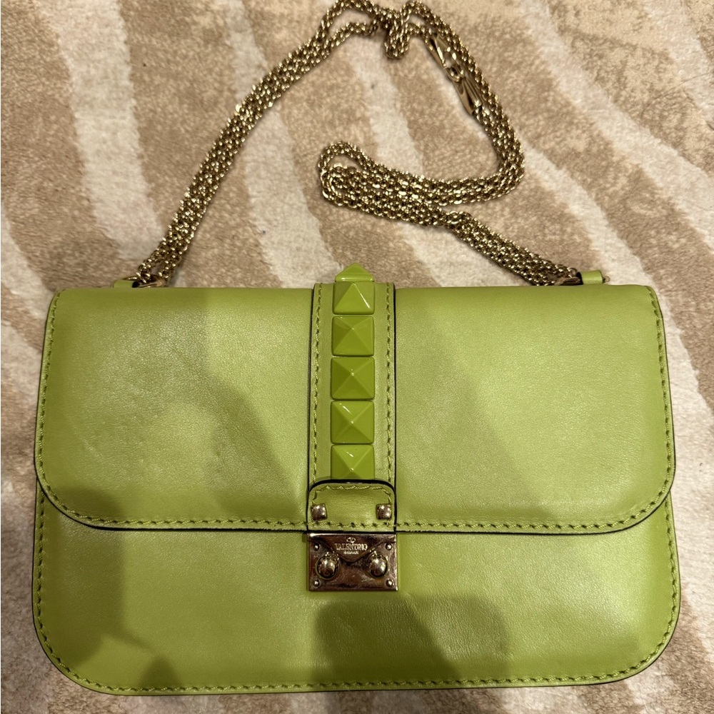 Valentino Glam Rock shoulder bag in spring green.